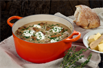 Kremet skogsoppsuppe med brd og smr