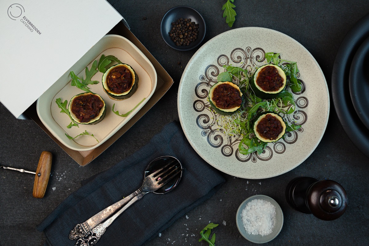Bakt squash med auberginekompott