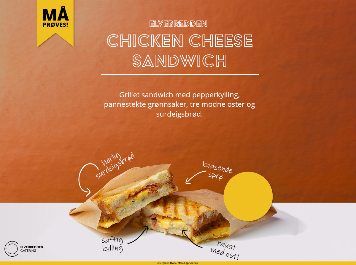 Chicken/cheese sandwich, leveres fryst