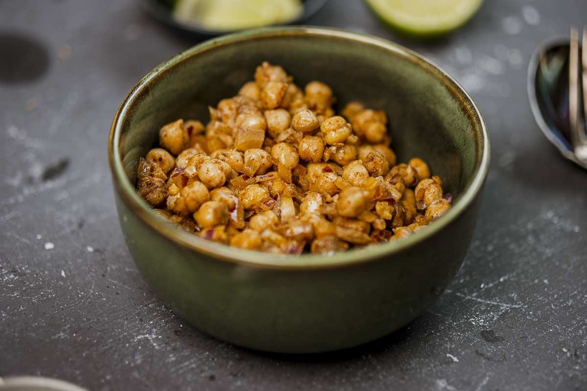 Taco krydrede kikerter. Foto