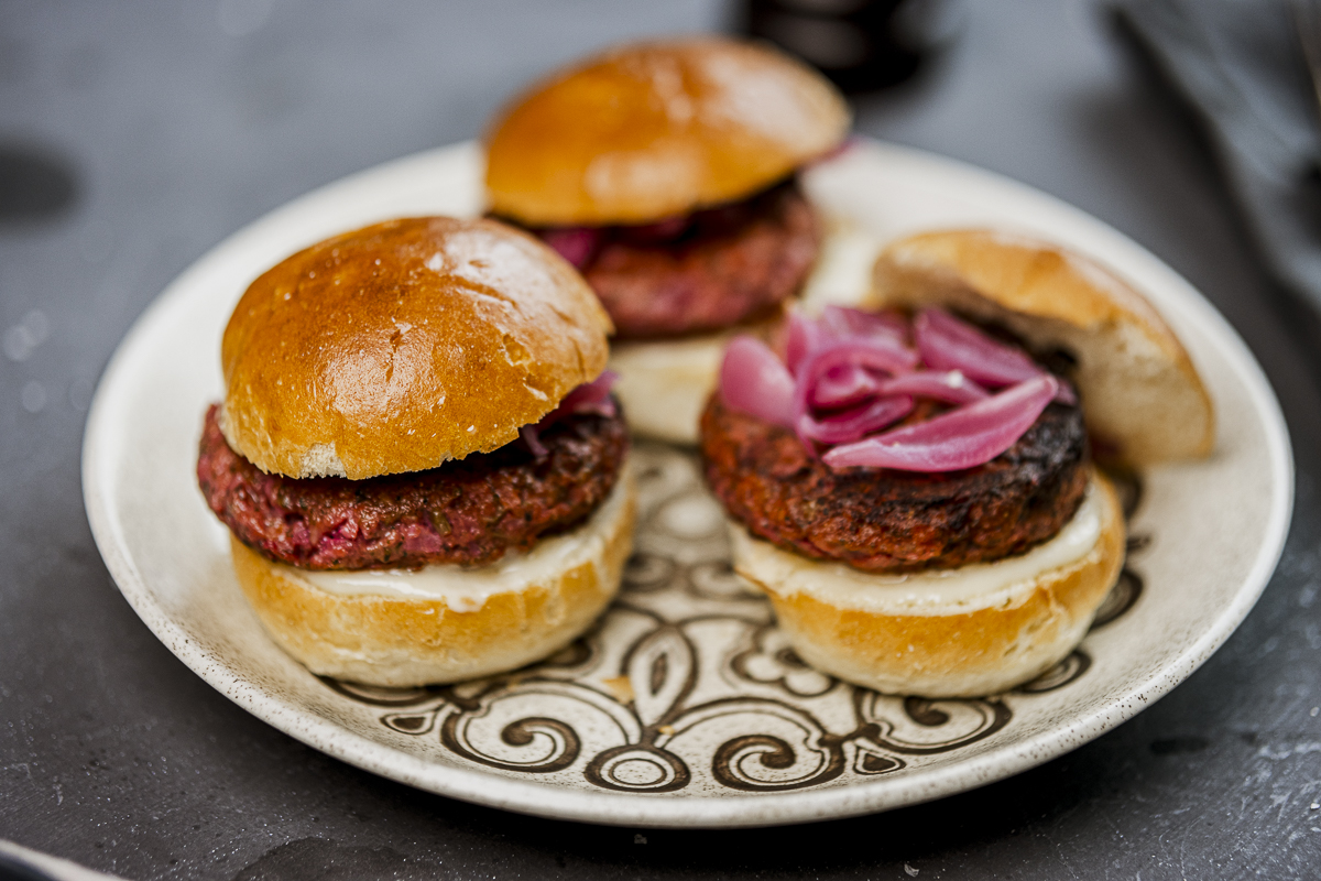 Chipotle vegetar sliders i brd med syltet rdlk