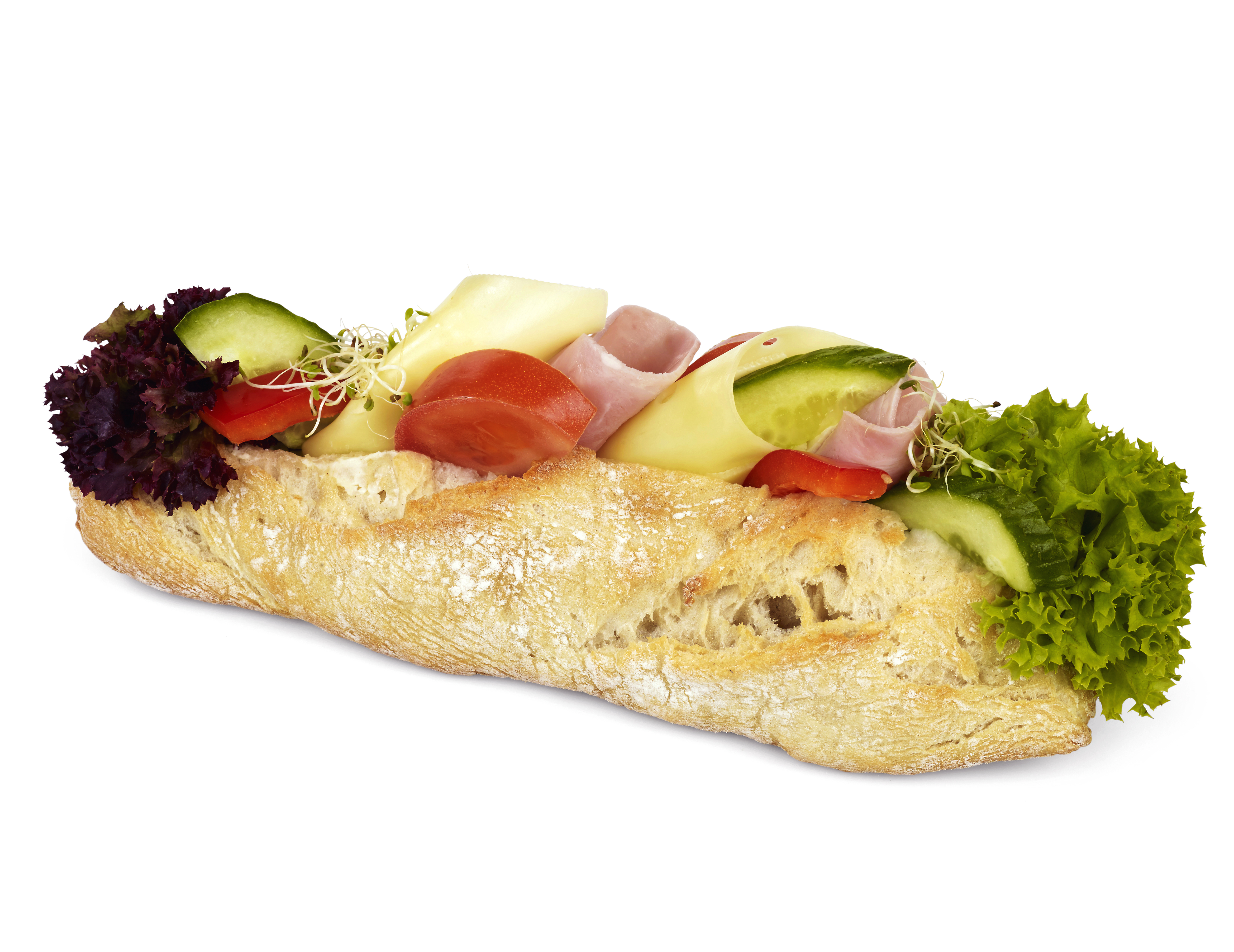 Rustic baguette, Ost/skinke