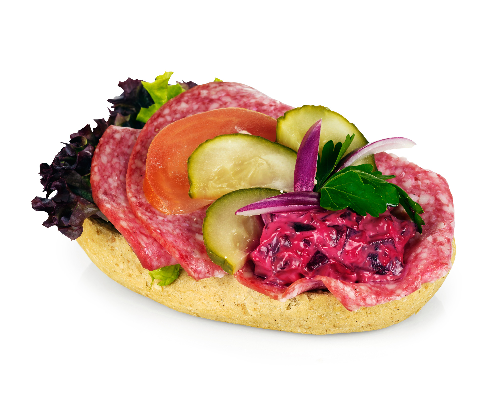 Grovt rundstykke, Salami
